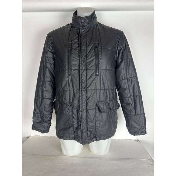Stussy Quilted Black Puffer Jacket Snaps Men’s Size L